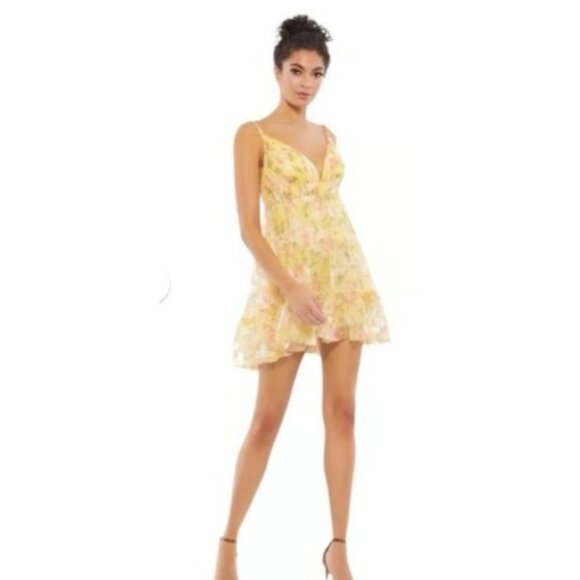 Mac Duggal Open Back Floral Mini Dress Size 6 NWT 17,33 - Picture 3 of 8